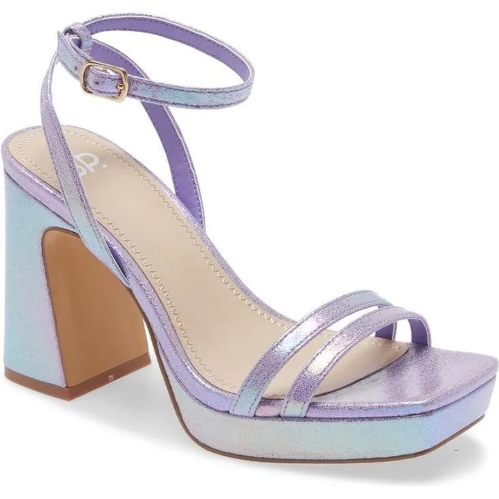 BP Iridescent Purple Block Heel Sandals